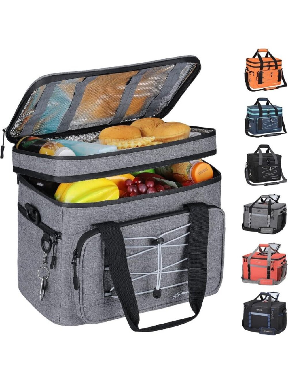 Portable Soft Cooler Bag - Double Deck Ice Chest for 24/30/60 Cans, Insulated